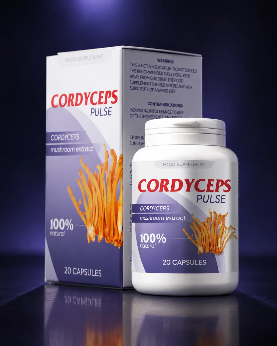Cordyceps Pulse photographié sur un fond sombre et élégant